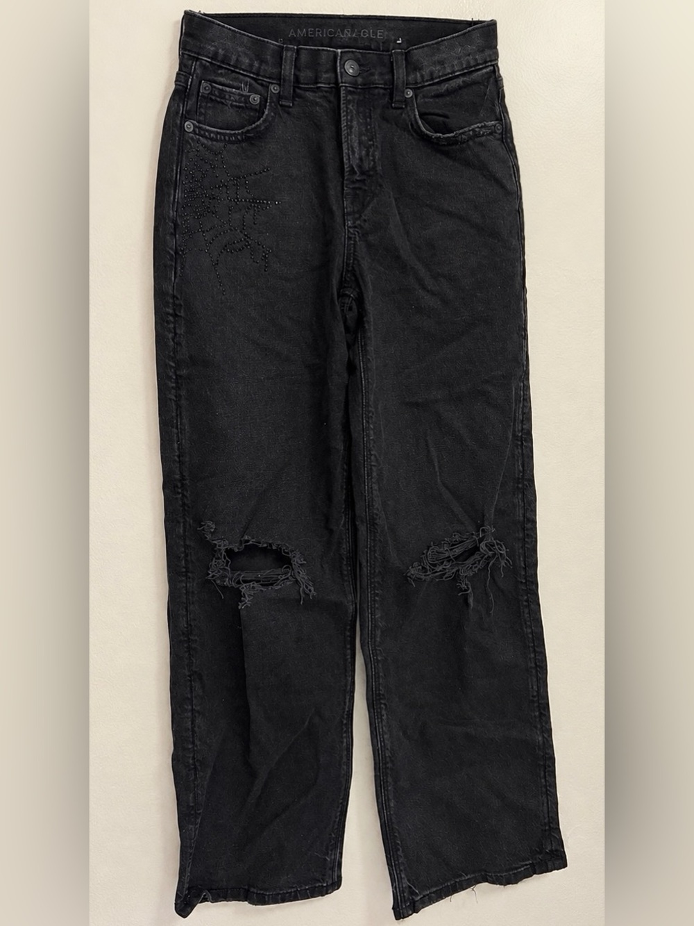 American Eagle Women’s Stovepipe Jeans w/ Crystal Spiderweb